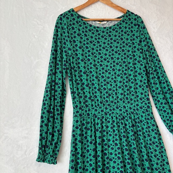 Boden green blue flower Evelyn Midi Dress 10 Long - Picture 2 of 11
